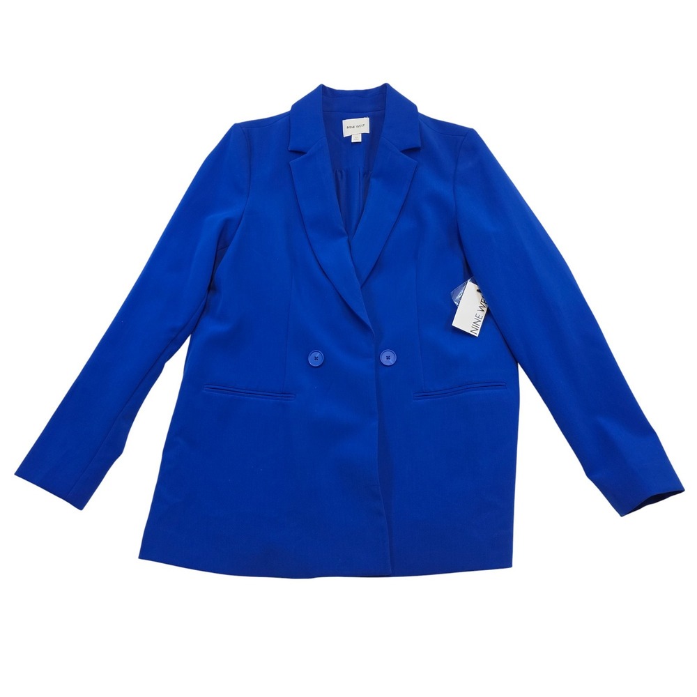 Nine West Blazer Womens 12 Blue Double Breasted Long Sleeve Business Career‎ NWT